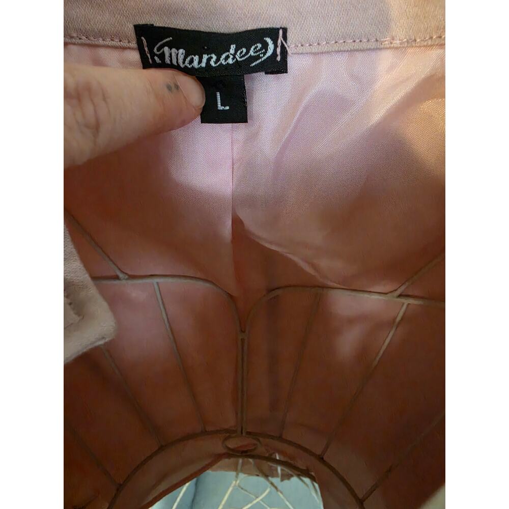 Vintage Mandee Y2K Dusty Pink Mandarin Collar Blazer Jacket Peplum Coquette - Picture 6 of 10
